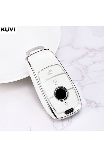 Choice غطاء حماية أبيض ناعم من مادة TPU لمفتاح السيارة عن بعد لسيارات مرسيدس ...