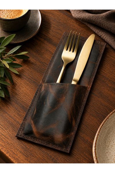 OMAYtr Handmade Genuine Leather Cutlery Case |   Vintage Tableware Accessory ...