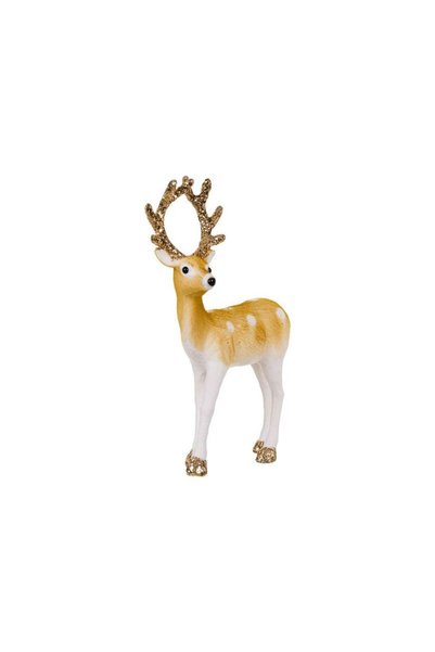 Jumbo Figurina Decorativa de Craciun Ren Catifelat cu Glitter Bej 33cm