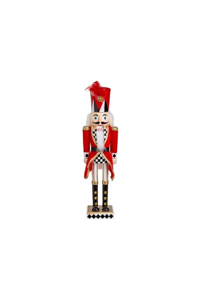Jumbo Decoratiune de Craciun Soldat din Lemn cu Uniforma Rosie Catifelata Pen...