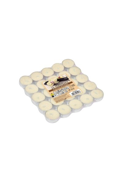 Jumbo Lumanari tip Pastila Ecru cu Aroma de Vanilie Ø3.5x1.5cm - 25buc