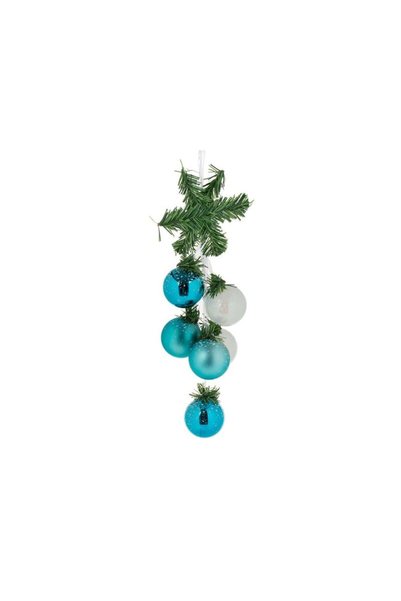 Jumbo Ghirlanda Decorativa de Craciun cu 6 Globuri Turcoaz Albe 38cm