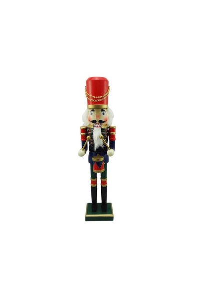 Jumbo Soldat Tobosar din Lemn Decorativ de Craciun cu Uniforma Albastra/Rosie...
