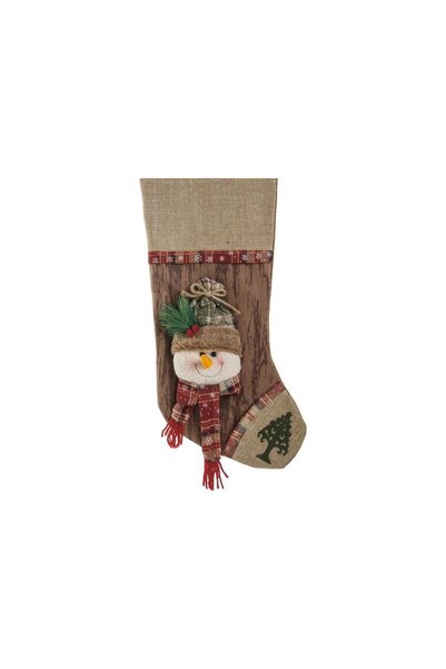 Jumbo Cizmulita Decorativa de Craciun Maro Bej Om de Zapada cu Fular in Carou...