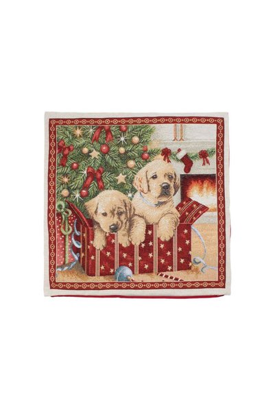 Jumbo Fata de Perna Decorativa de Craciun Model Brodat Catei 40x40cm