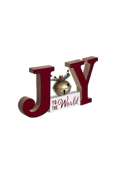 Jumbo Decoratiune din Lemn de Craciun JOY Bordo Catifelata cu Clopotel 24x2,5...
