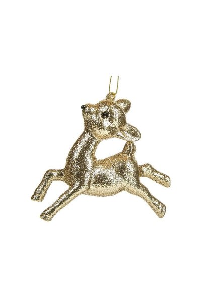 Jumbo Ornament Brad de Craciun Cerb Glitter Bej 10cm