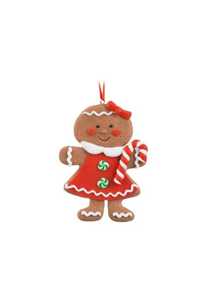 Jumbo Ornament Brad de Craciun Figurina Om de Turta Dulce cu Rochie 7x10cm