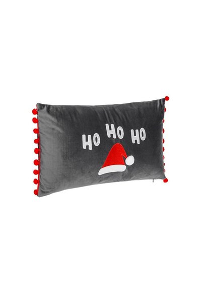 Jumbo Perna Decorativa de Craciun Antracit cu Caciula lui Mos Craciun & Pompo...