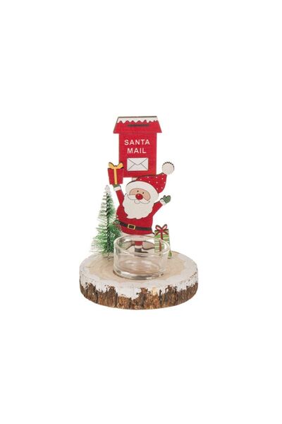 Jumbo Suport Lumanare Pastila Buturuga cu Mos Craciun Ø10x14cm