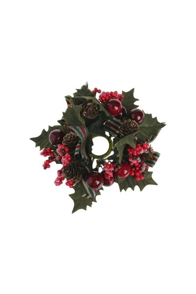 Jumbo Inel Decorativ de Craciun cu Pomusoare Conuri Frunze Fundita pentru Lum...
