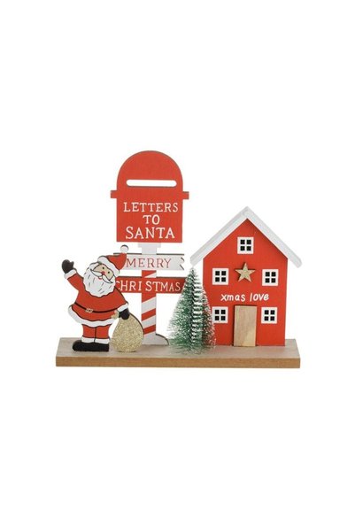 Jumbo Decoratiune din Lemn de Craciun Casa Cutie Postala Mos Craciun Brad 20x...