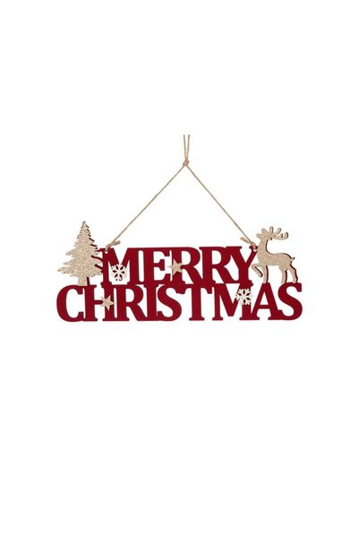 Jumbo Decoratiune de Craciun Suspendabila din Lemn "Merry Christmas" Catifea ...
