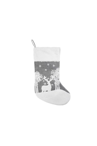 Jumbo Cizmulita Decorativa de Craciun Gri cu Cerb 41cm