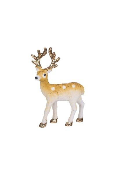 Jumbo Figurina Decorativa de Craciun Ren Catifelat cu Glitter Bej 22cm