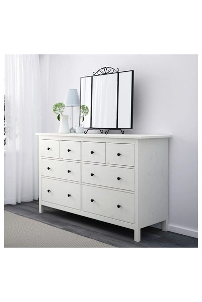 IKEA AKDENİZ MODERN HEMNES 8 çekmeceli şifonyer , beyaz vernik,masif çam ağac...