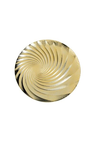 Jumbo Platou Decorativ Rotund din Plastic Auriu cu Model Cochilie Ø33cm