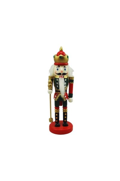 Jumbo Rege din Lemn Decorativ de Craciun Costum Rosu Verde 20cm