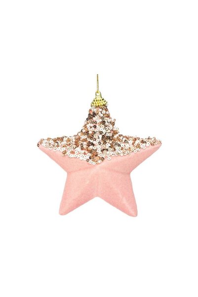 Jumbo Ornament Brad de Craciun Stea din Spuma Roz Catifelata 12cm