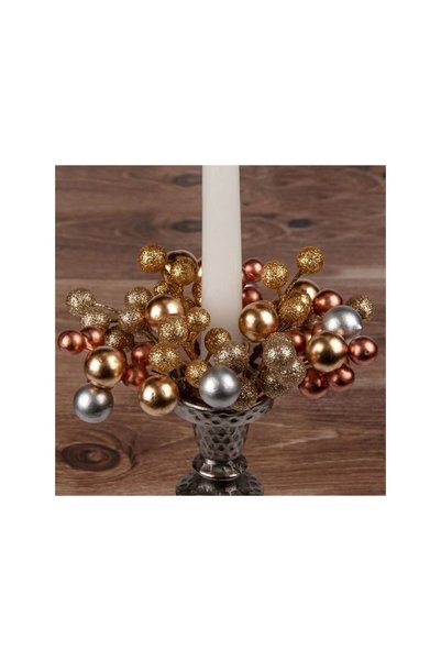 Jumbo Inel Decorativ de Craciun pentru Lumanare Bile Aurii Argintii Bronz 15cm