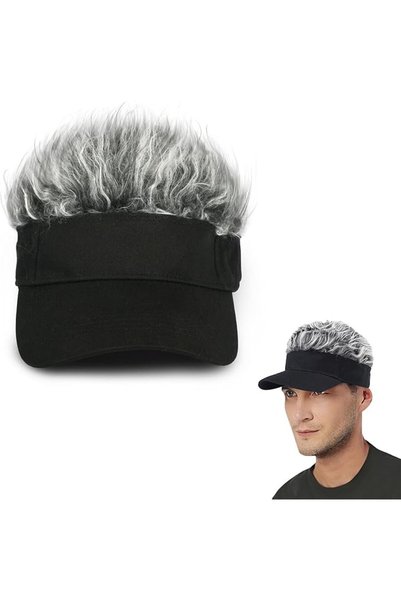 JOYZZZ Hair Visor Cap, Adjustable Synthetic Gray White Sun Visor Hat, Lightwe...