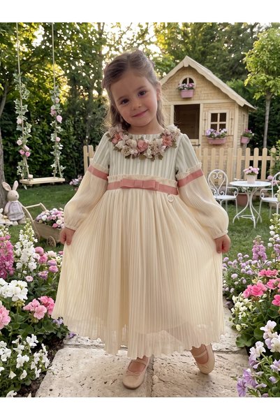 special gift house فستان أطفال مكون من3 قطع (فستان -شنطة صغيره -اكسسوار شعر )