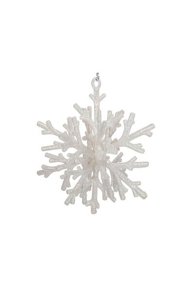 Jumbo Ornament pentru Brad de Craciun Fulg 3D Alb Irizat 15cm