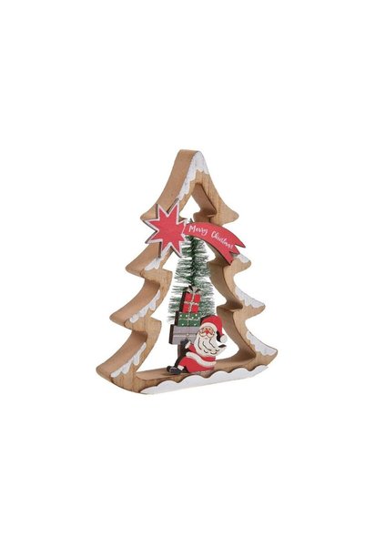 Jumbo Decoratiune de Craciun Brad din Lemn cu Stea Brad & Mos Craciun cu Cado...