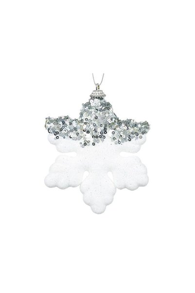 Jumbo Ornament pentru Brad de Craciun din Spuma Fulg Alb Irizat 12cm