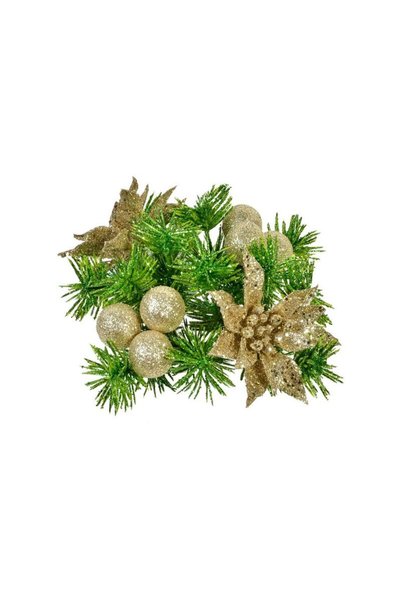 Jumbo Inel Decorativ pentru Lumanare Bej de Craciun 15cm