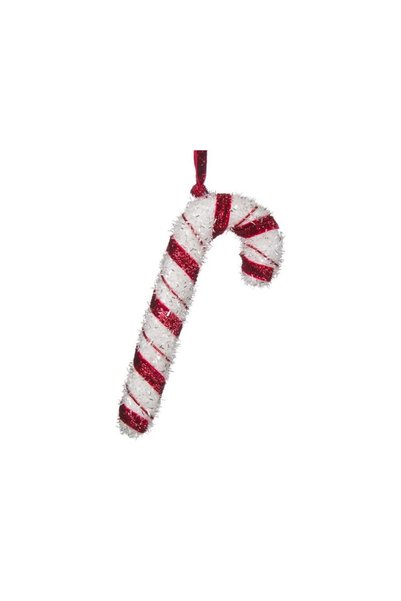 Jumbo Ornament Brad de Craciun din Spuma Baston Alb Argintiu Beteala 17cm