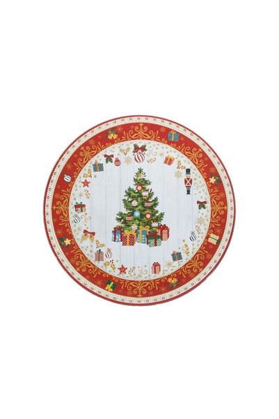 Jumbo Platou Rotund Decorativ din Plastic de Craciun Brad Cadouri Ø40cm
