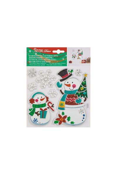 Jumbo Autocolante Decorative de Craciun Om de Zapada Tata cu Copil Fugi 18x23cm