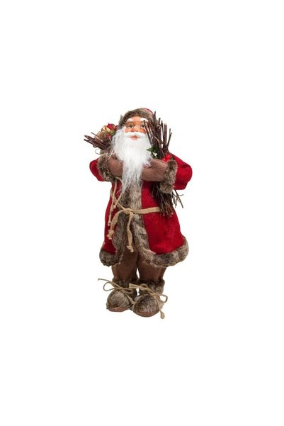 Jumbo Figurina Decorativa Mos Craciun cu Legatura de Crengi 46cm