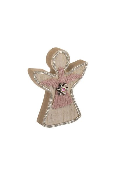 Jumbo Ingeras din Lemn cu Imitatie de Blana Roz Nude & Strass Decorativ de Cr...