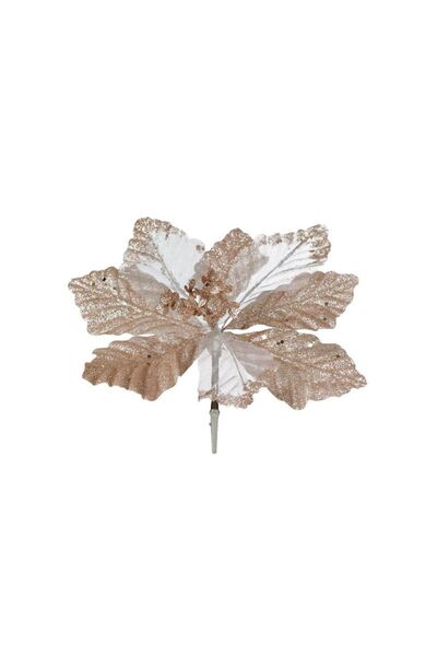 Jumbo Floare Decorativa cu Glitter Roz Auriu & Clips 24cm
