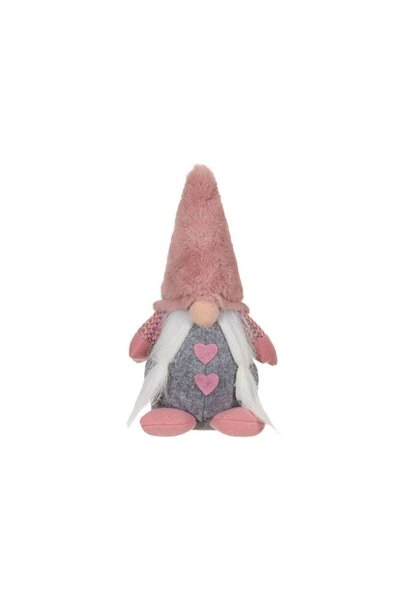 Jumbo Figura Decorativa Gnome de Craciun cu Haina Gri Somon si Codite 25cm