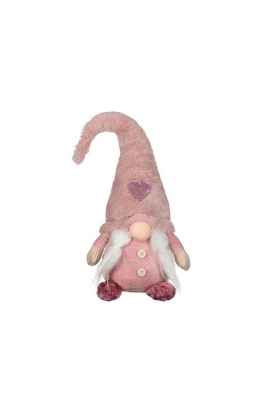Jumbo Figurina Decorativa Mos Craciun Gnome Roz Blana Artificiala Codite Inim...