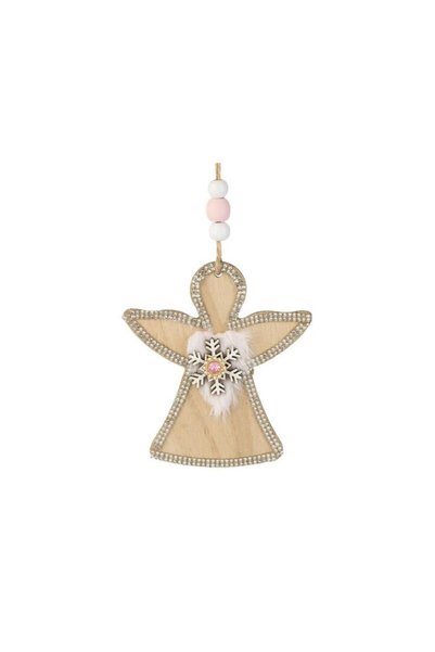Jumbo Ornament Brad de Craciun Inger din Lemn cu Strass 10cm