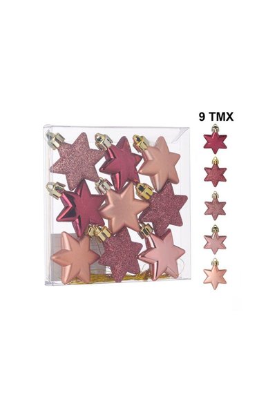 Jumbo Set Ornamente de Craciun Stele Rose Gold Mat Stralucitoare Glitter 5cm ...