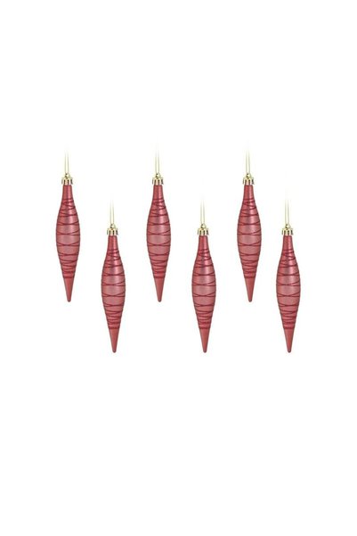 Jumbo Set Ornamente de Craciun Turturi Roz cu Dungi Glitter 16cm - 6buc