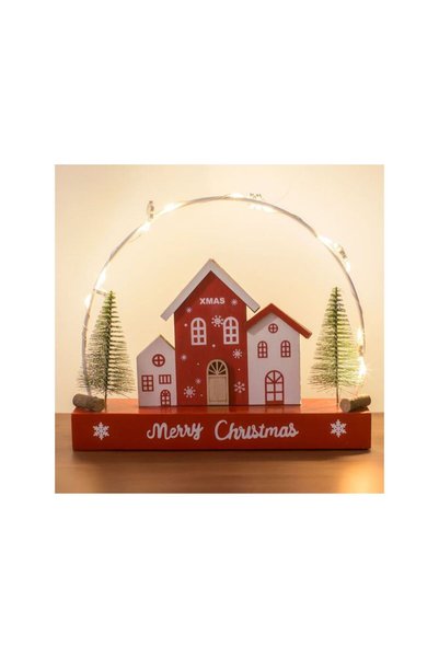 Jumbo Decoratiune Metalica de Craciun Case pe Baza cu LED 20x17cm