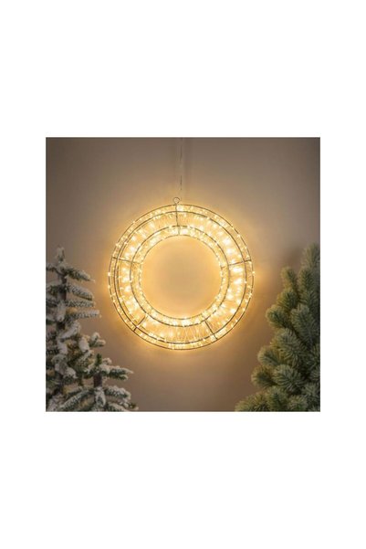 Jumbo Coronita Metalica Decorativa Flash cu 400 de Becuri LED 30x6cm - Alb Cald
