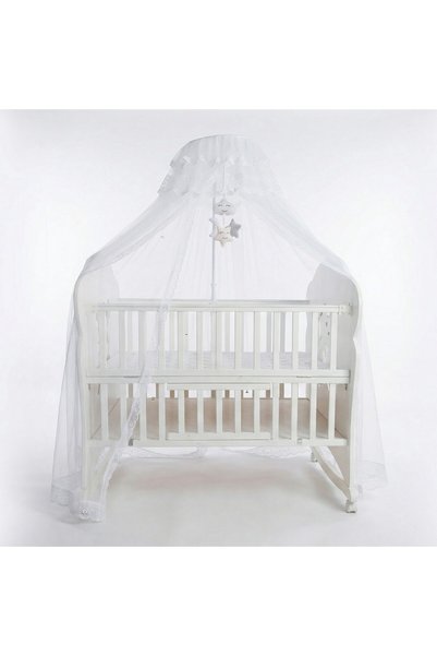 Generic Baby Bed Mosquito Net with Stand and Hanging Toys, White