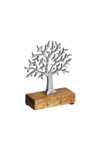 Jumbo Decoratiune de Masa Pomul Vietii Metalic Argintiu 12.5x5x16.5cm
