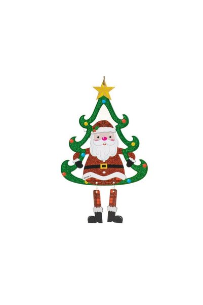 Jumbo Decoratiune Suspendabila de Craciun cu Mos Craciun Brad & Glitter 21x35cm