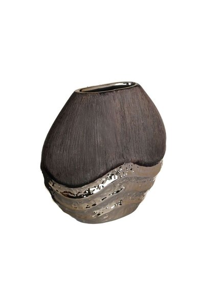 Jumbo Vaza Maro cu Baza Relifata de Culoarea Sampaniei 22x6,5x20,5cm