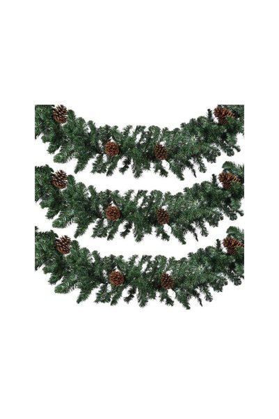 Jumbo Ghirlanda Decorativa de Craciun Verde cu Conuri & 200 de Ramuri - 2,7m