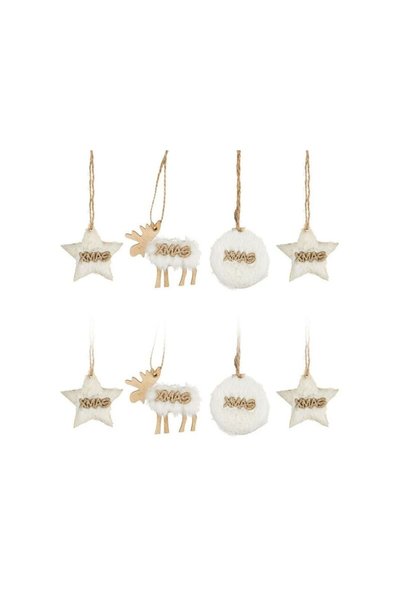 Jumbo Decoratiuni Brad de Craciun Figuri din Lemn cu Blana 5.5cm - 8buc