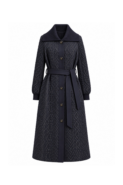 Zühre Belted Collar Detailed Navy Blue Cardigan 0221